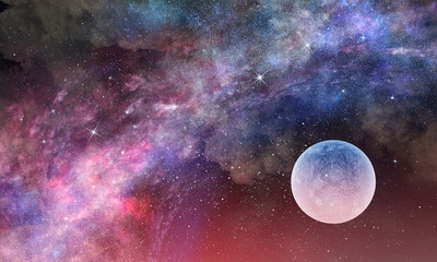 Wall Mural - full moon in night starry sky