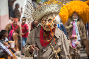 Wall Mural - danzantes de carnaval mascaras, sombreros cuerno,zombie, diablo 