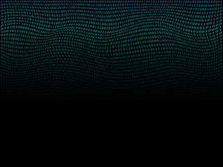 Poster - Binary code wavy on black background for digital, technology concept background 
