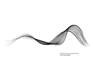 Poster - Vector brush stroke curved wave lines isolated on white background for  design element
