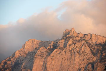 View of Ai-Petri Mountain pick from Gaspra location in Crimea, Russia.