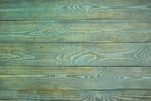 Background Of Wooden Texture Boards With The Remnants Of Light Green Paint. Horizontal.