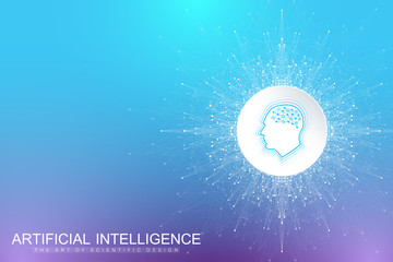 Aufkleber - Artificial Intelligence Logo. Artificial Intelligence and Machine Learning Concept. Vector symbol AI. Neural networks and another modern technologies concepts. Technology sci-fi concept.
