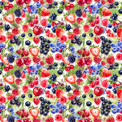 Wood berries seamless pattern fabric texture.