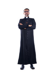 Wall Mural - Full length priest crossed arms with soutane