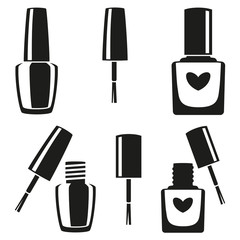 Poster - Black and white nail polish silhouette set