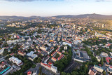 Fototapeta Miasto - Aerial shot of Liberec city from hotair balloon