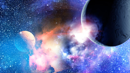 Wall Mural - Space planets and nebula