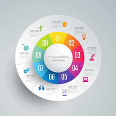 Aufkleber - Infographics design vector and business icons with 9 options.