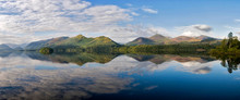 Derwent Reflections With View Of The Cumbrian Mountains In The Lake District, Cumbria, England