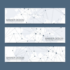 Fototapete - Vector banners set hi-tech digital technology and engineering background. Digital telecom technology concept. Vector abstract futuristic background