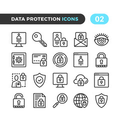 Leinwandbilder - Data protection line icons. Outline symbols collection. Premium quality. Pixel perfect. Vector thin line icons set