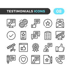 Poster - Testimonials line icons. Outline symbols collection. Premium quality. Pixel perfect. Vector thin line icons set