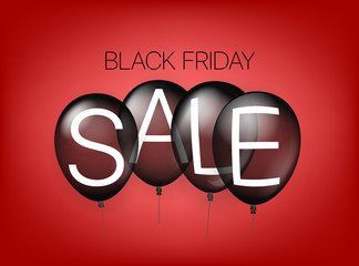 Poster - Black friday sale concept with air balloons. Vector illustration