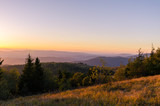 Fototapeta  - Sunset in the Carpathian Mountains in the autumn season
