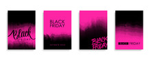 Black Friday Sale Promotional Flyers Or Covers Set For Black Friday Shopping, Business, Commerce, Promotion And Advertising. Vector Illustration.
