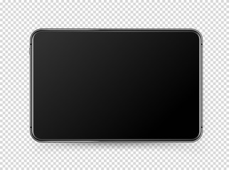 Poster - Modern black tablet pc with blank screen. Vector object isolated on transparent background