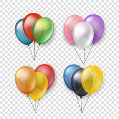 Aufkleber - Different color flying balloon groups. Vector clipart isolated on transparent background