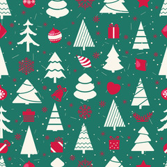 Poster - Different christmas elements vector seamless pattern