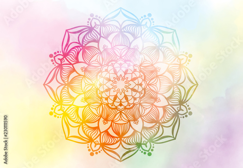 abstract-mandala-graphic-design-and-watercolor-digital-art-painting-for-ancient-geometric-concept-background