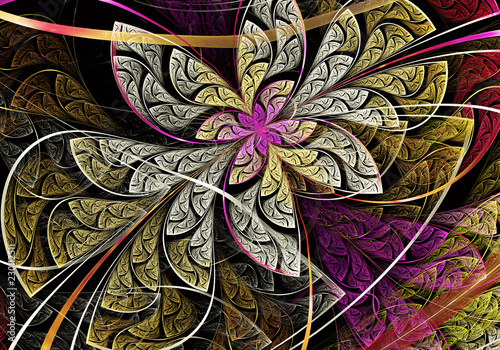 Dekoracja na wymiar  wielobarwny-symetryczny-wzor-fraktali-jak-kwiat-sztuka-fraktalna