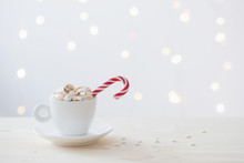 Hot Chocolate With Marshmallow On White Background