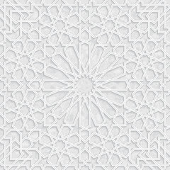 Wall Mural - Morocco Seamless Light grey Pattern, Traditional Arabic Islamic wallpaper, Geometric heritage design, vector illustration