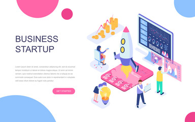 Aufkleber - Modern flat design isometric concept of Startup Your Project for banner and website. Isometric landing page template. Launch a new product on a business company. Vector illustration.