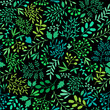 Green floral pattern seamless black background. Print