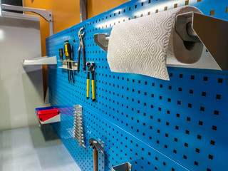 Poster - Shelf with the tool. Crafting table. Work place. Storage Tool.