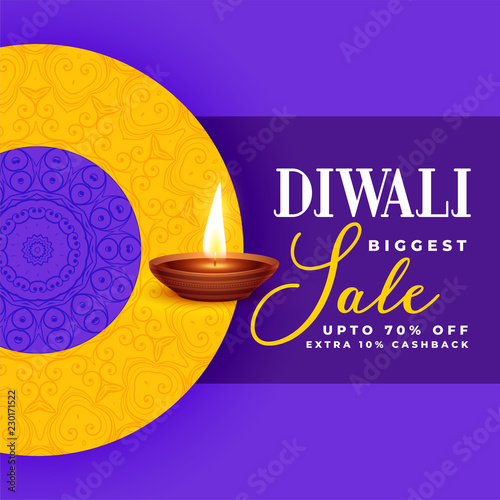 Creative Diwali Sale Banner Design In Purple Theme Buy This