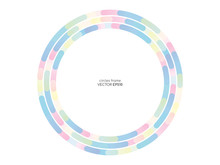 Abstract Circle Rings Line Frame Colorful Pastel Colors Overlay Pattern Isolated On White Background With Empty Space For Text. Vector Background.