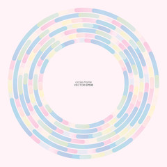 Poster - Abstract circle rings line frame colorful pastel colors overlay pattern isolated on white background with empty space for text. Vector background.