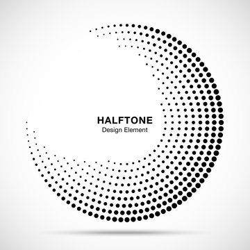halftone circle abstract frame. circular dots logo emblem design element for medical, treatment, cos