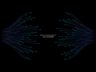 Aufkleber - Vector abstract dots lines light blue and green colors on black background in concept technology, communication, digital, ai, science.