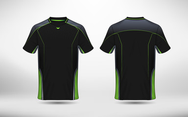 Wall Mural - Black and green layout e-sport t-shirt design template