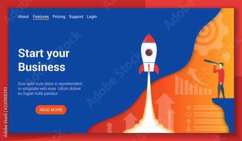 Cuadros en Lienzo Flat design concept on business start theme