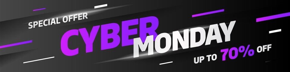 Wall Mural - Cyber Monday discount sale concept. Inscription design template. Cyber Monday banner. Vector illustration eps 10.