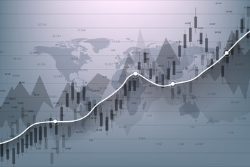 Stock market and exchange. Business Candle stick graph chart of stock market investment trading. Stock market data. Bullish point, Trend of graph. Vector illustration