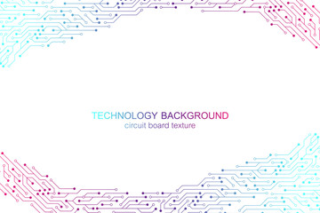 Aufkleber - Computer motherboard vector background with circuit board electronic elements. Electronic texture for computer technology, engineering concept. Motherboard integrated computing illustration