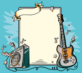 Sticker - Guitar and amplifier musical poster