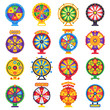 Wheel of fortune. Turning lucky spin game wheels, spinning money roulette isolated flat vector set