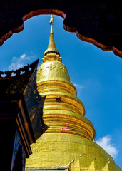 lamphun-oct,16 :wat phra that hariphunchai pagoda temple important religious traveling destination i