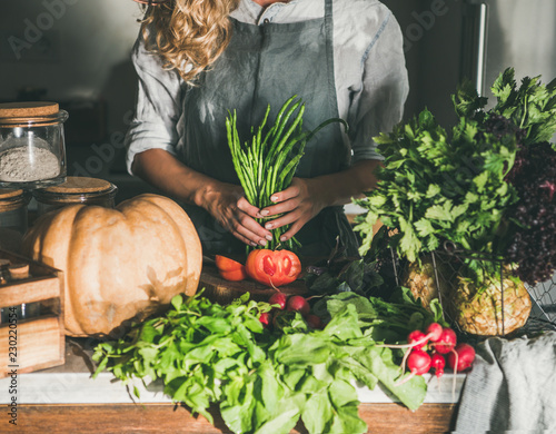 Fotografie, Obraz Fall seasonal vegetarian or vegan dinner cooking