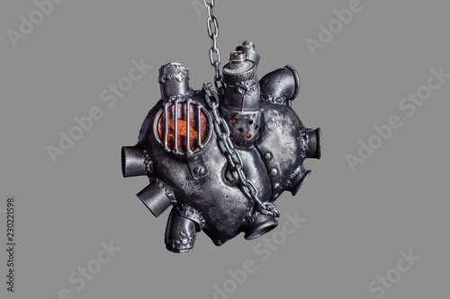 Heart of steel made in steam punk style. Canvas Print