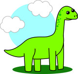 Fototapeta Dinusie - Illustrazione dinosauro cartoon, Brontosauro felice