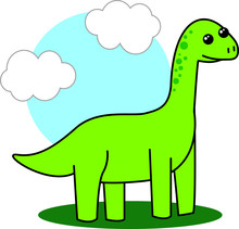 Illustrazione Dinosauro Cartoon, Brontosauro Felice
