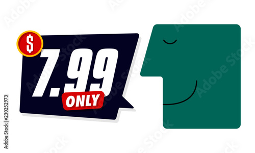 Only for 7.99. Vector illustration badges of under 8 dollars price tag ...