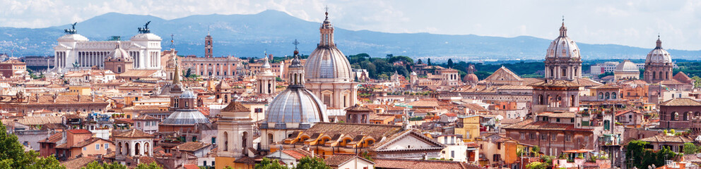 Wall Mural - Aerial panoramic view of Rome, Italy. Skyline of old Roma city.