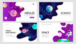 © sweet kiwi - set of web banners templates. presentation. space explore. cartoon vector illustration.